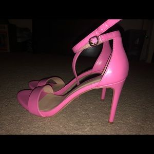 Bright pink strap heels